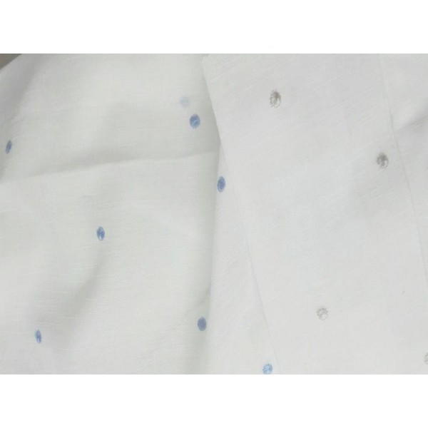 Visillo plumeti  topitos AZUL  GRIS