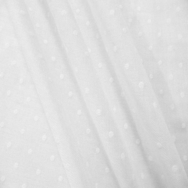 Visillo ETAMIN plumeti topitos en BLANCO