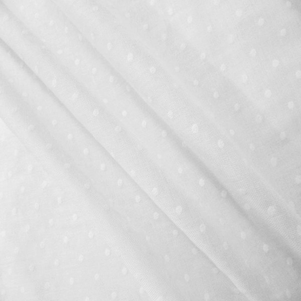 Visillo ETAMIN plumeti topitos en BLANCO