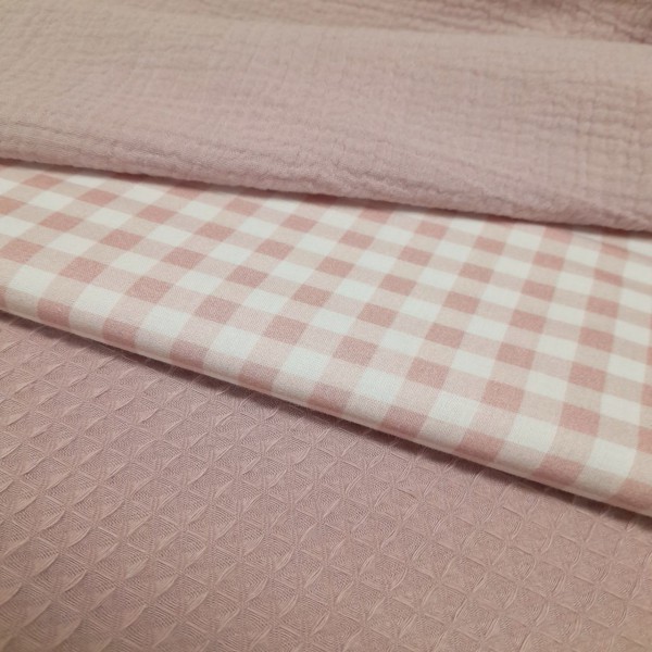 Bambula Waffle Cuadros  ROSA MAQUILLAJE