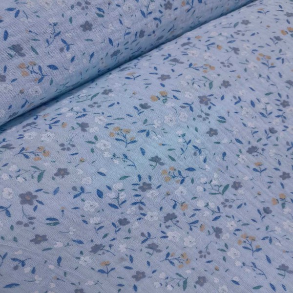 Bambula o muselina Flor Liberty AZUL