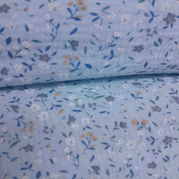 Bambula o muselina Flor Liberty AZUL