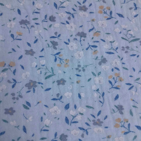 Bambula o muselina Flor Liberty AZUL