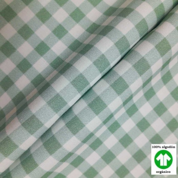 Tela cuadros VERDE AGUA PASTEL 100% algodón Serie Organic