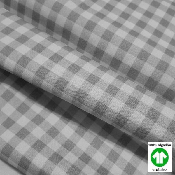 Tela cuadros GRIS  100% algodón Serie Organic